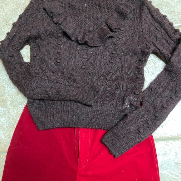 NWT Steve Madden Red/Burgundy Velvet Flared Pants Sz XS - Picture 4 of 5